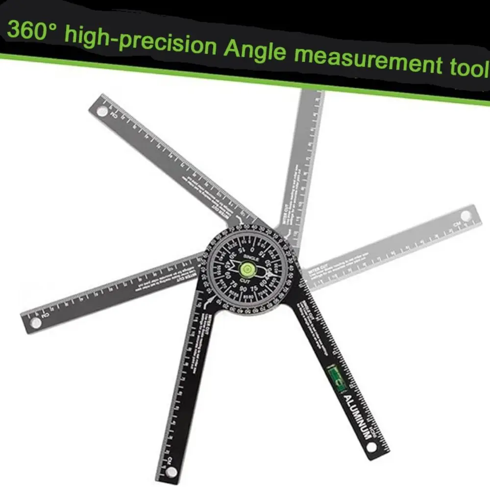 

Metric/Inch Woodworking Angle Finder Horizontal Bubble 360° Rotatable Miter Saw Protractor Durable Portable Scribing Ruler
