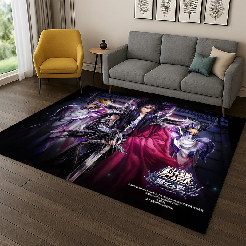 Retro Saint Seiya Anime Cartoon Carpet Rug for Playroom Bedroom Living Room Sofa Home Decor,kid Area Rug Non-slip Floor Mat