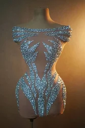 Il compleanno femminile celebra il vestito Sexy della fase del cantante vestito senza maniche con strass d'argento di lusso da sera Sexy