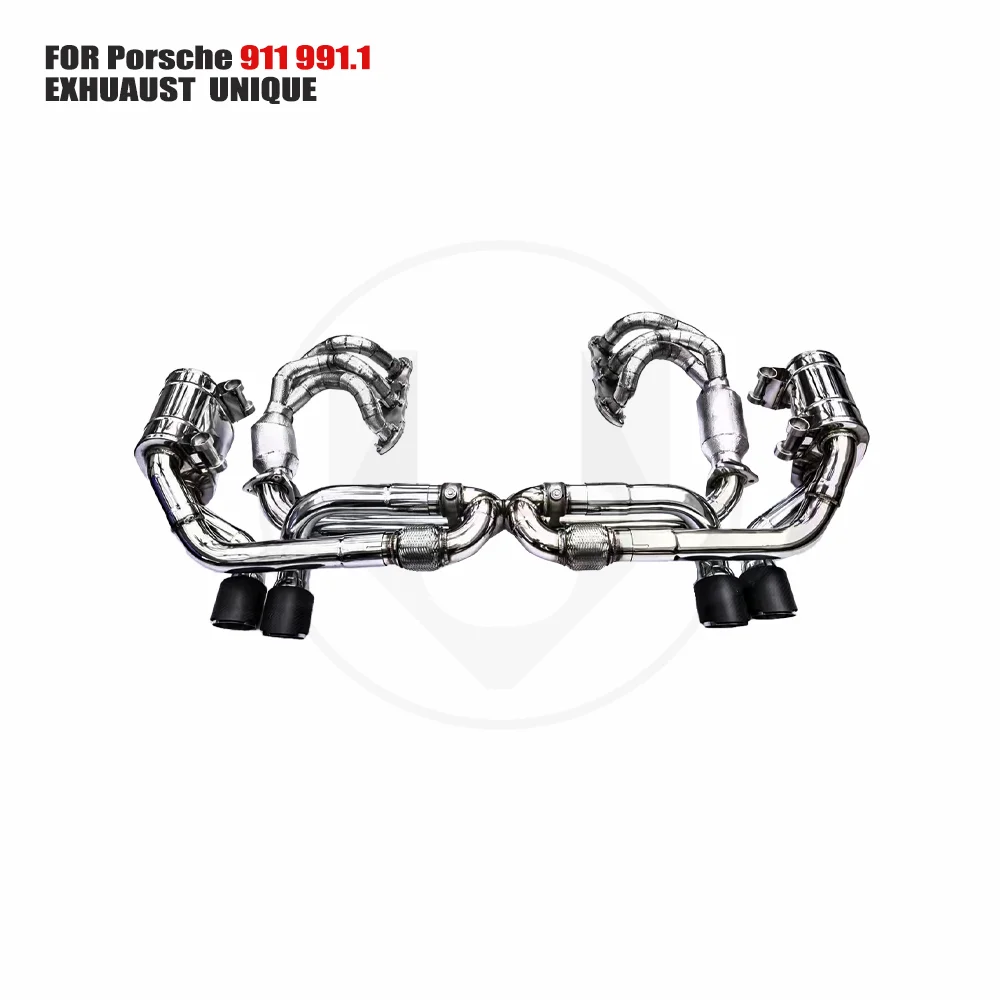 UNIQUE Full exhaus Manifold High Flow Downpipe for Porsche911 991.1 Car Accessories With Catalytic Converter Header Catless Pipe