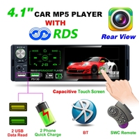 P5130 Car Radio MP5 Player 1 Din Autoradio 4.1 Inch Touchscreen Car Stereo Player Bluetooth RDS