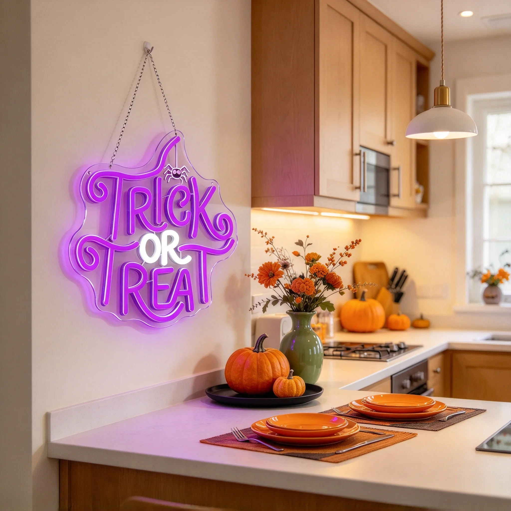 1 Halloween funny spider web wall decoration light LED acrylic luminous light board dimming switch button Halloween decoration