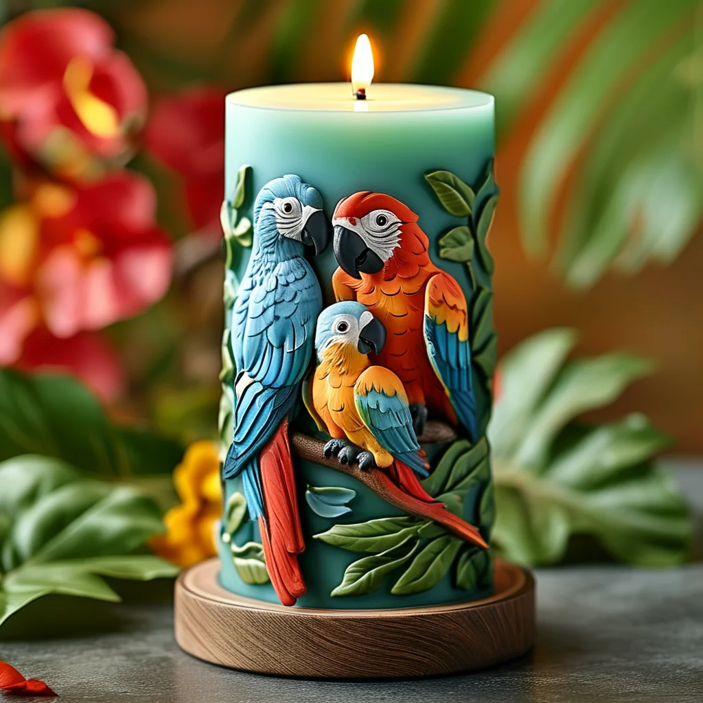 Tropical Rainforest Parrot Mold Silicone, Exquisite Craftsmanship, Complex Patterns, Suitable for Resin, Plaster, and Candles
