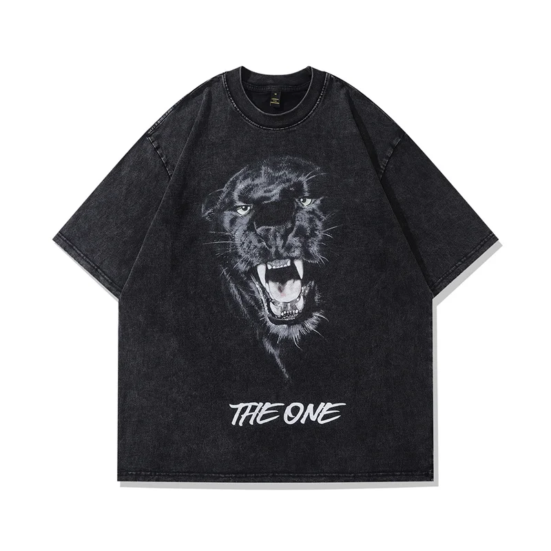 Gothic T Shirt Men Women Leopard Anime Print Oversized Summer Short Sleeve T shirt Harajuku Fashion Streetwear Hip Hop T shirt
