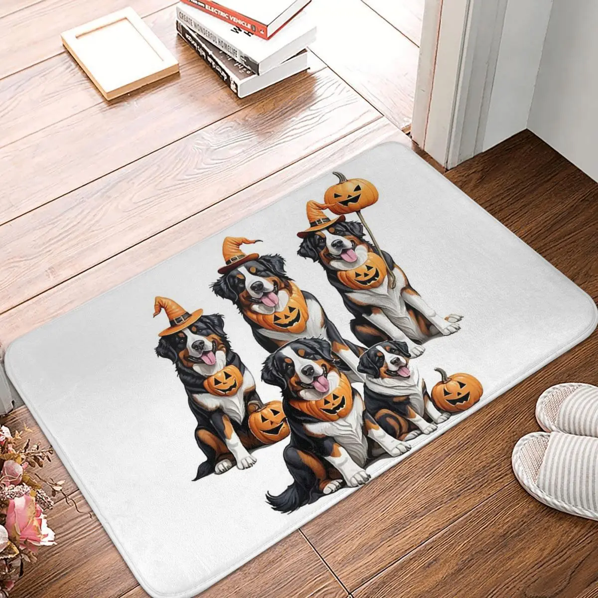 Happy Halloween Bernese Mountain Dogs Anti-slip Doormat Floor Mat Carpet Rug for Kitchen Entrance Home Bedroom Footpad Mats