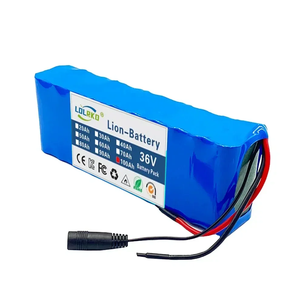 100% New 36V 100000mAh 18650 rechargeable lithium-ion battery pack 10S2P+charger can be used for electric scooter bicycles