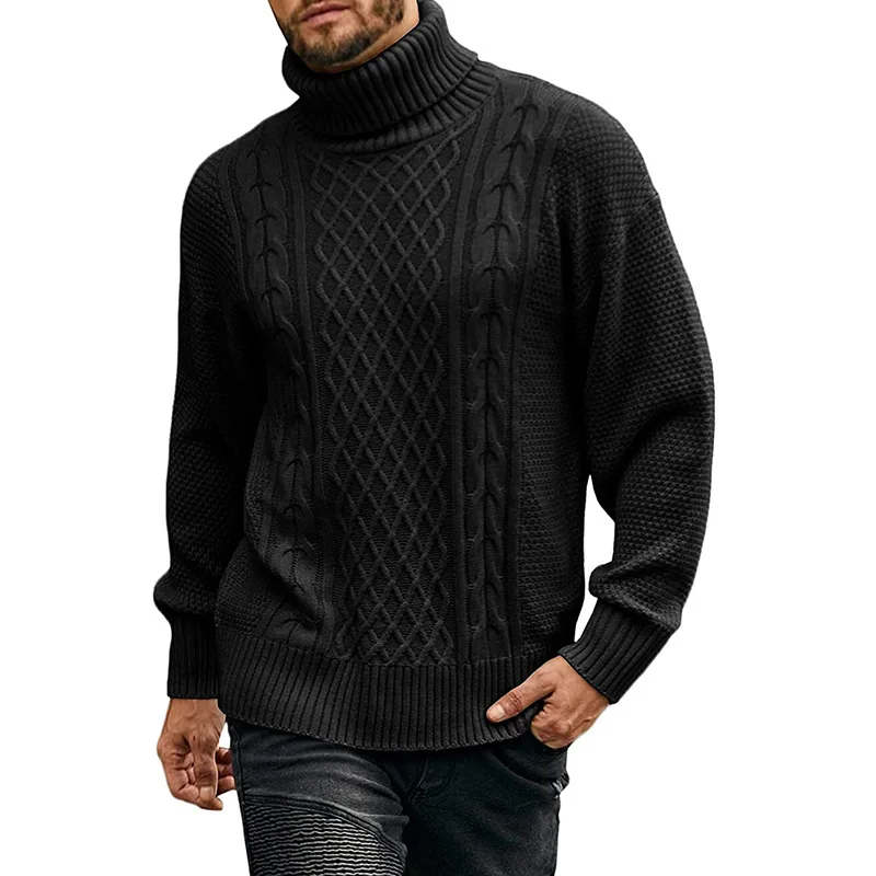 Men\'s Long Sleeve Sweater 2023 Autumn And Winter New Quality Solid Color Turtleneck Casual Large Size Sweater