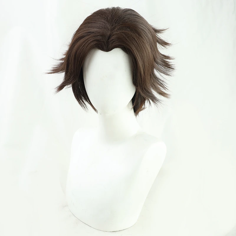 Game LOL Arcane Viktor Cosplay Wig The Machine Herald Viktor Short Brown Heat Resistant Synthetic Hair Anime Wigs + Wig Cap