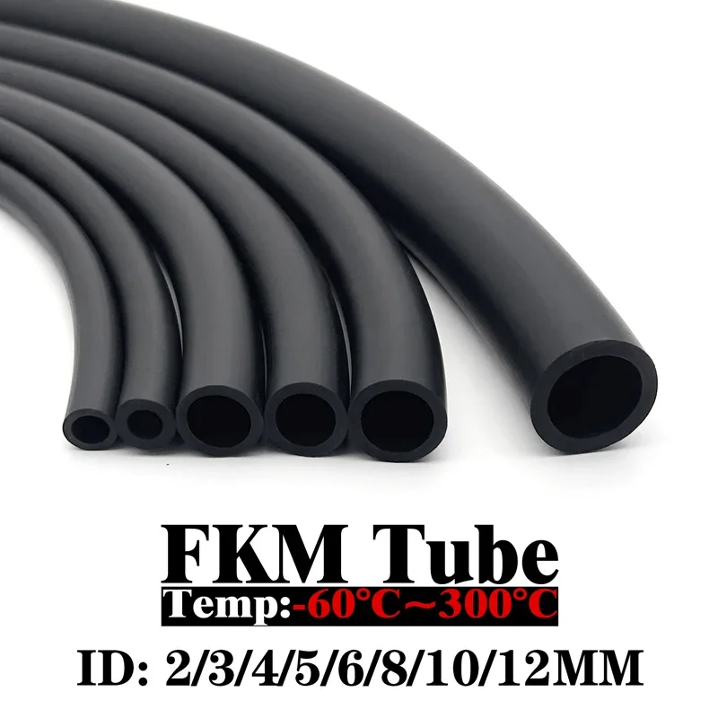 1M -60 ℃   ~ 300 ℃   Tubo de manguera de fluororubber FKM, tubo de aceite resistente a la corrosión de alta temperatura, ID 2mm /3/4/5/6/8/10/12 ~ 32mm