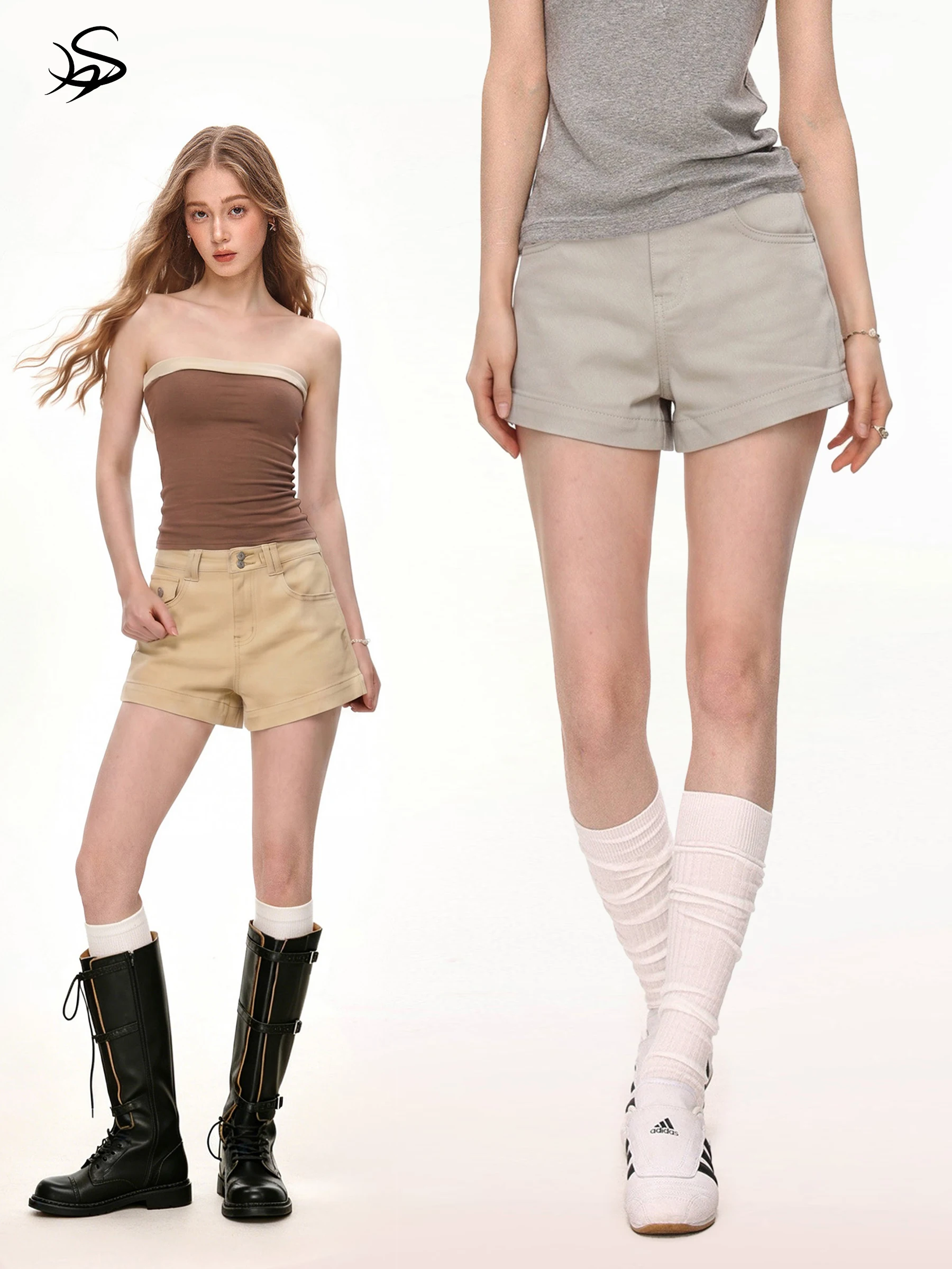 High Waist Elastic Denim Shorts Women's Summer Slim Fit A-Line Trendy Hot Pants Casual Straight Leg Jeans Skin-Friendly Breat...