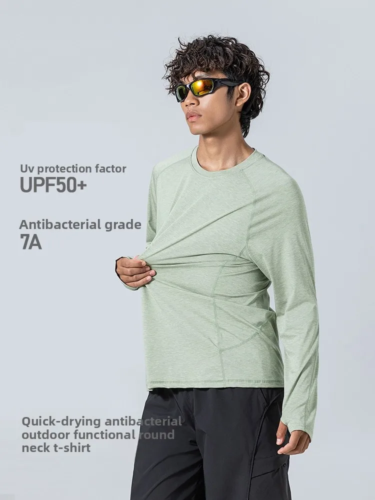 Autumn Outdoor Hiking Leisure Sports Soft, Breathable, Moisture Wicking Men's Round Neck Long T-shirt Anti Drying Quick Drying