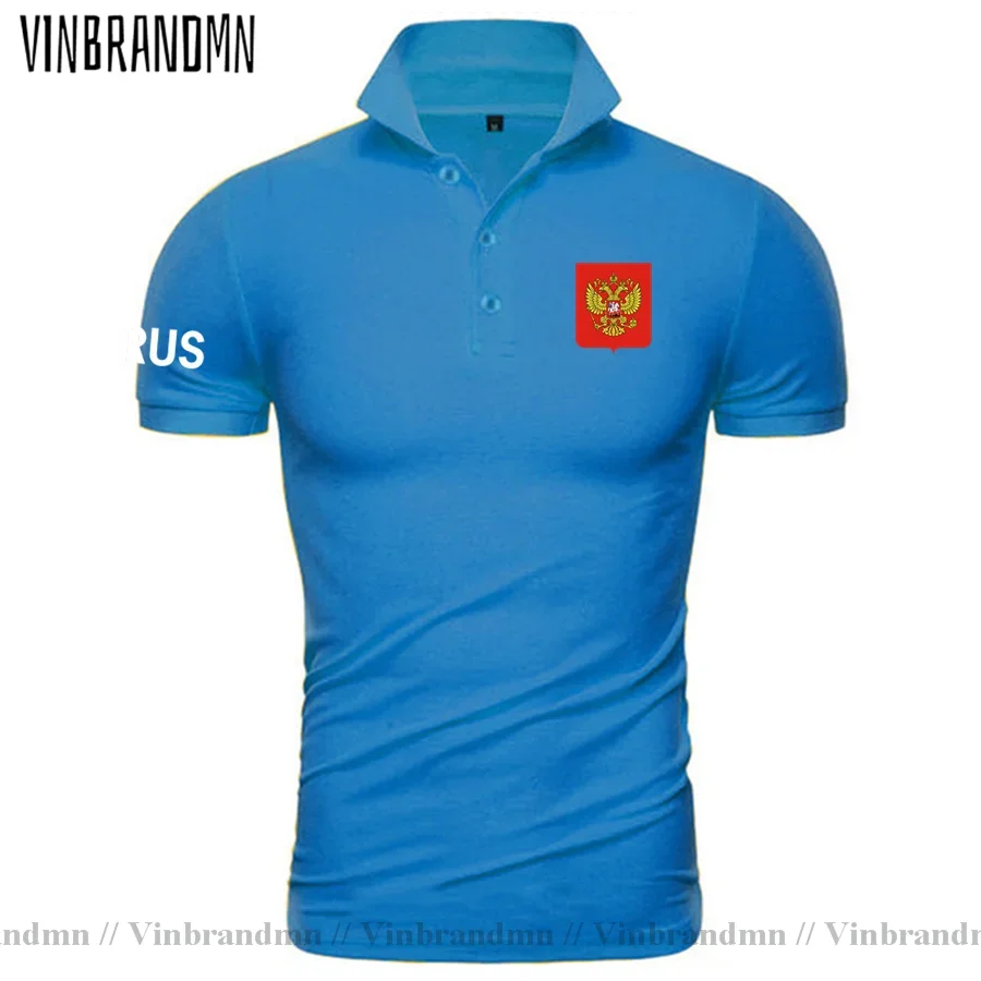 Russian Federation Russia RUS RU Polo Shirts Men Short Sleeve Cotton Polo Shirt Country Flag Design Fashion Clothing Summer Tops