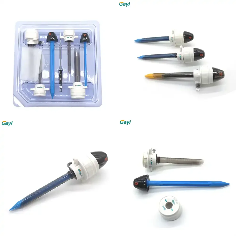 

2026 Hot Selling Geyi Single Use 3mm 5mm 10mm 12mm 15mm Bladeless Disposable Trocar for Abdominal Surgery