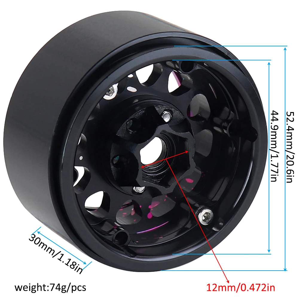 1.9 Inch Color Metal Beadlock 12 Round Hole Wheel Hub Rim For 1/10 Rc Crawler Axial Scx10 Traxxas Yikong Trx4 Rgt Redcat D90