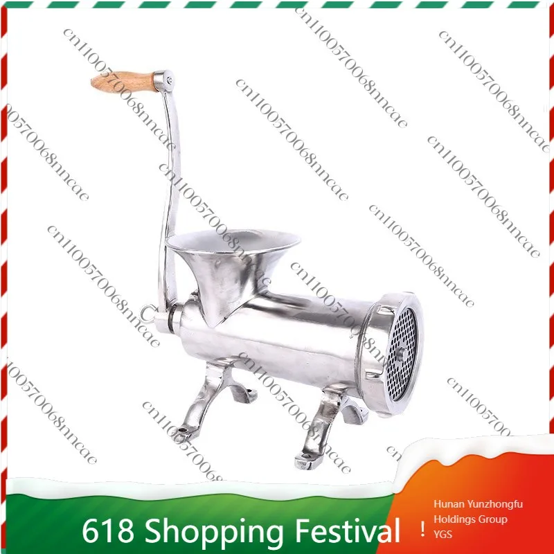 Manual Stainless Steel Meat Grinder with Sausage Stuffer, Food Grade Hand Crank Mincer & Enema Filling Machine - Multi-Plate