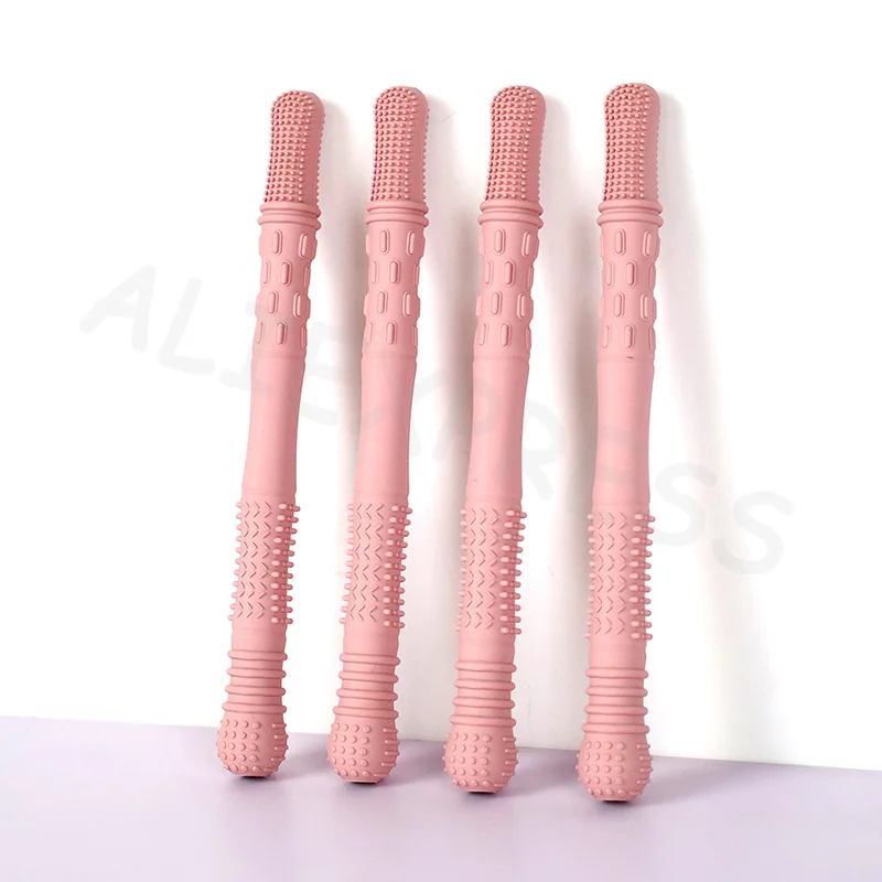 Anneau de dentition en paille de Silicone souple, jouet pour enfants, bâton molaire creux, Tube de dentition pour nouveau-né, en peluche, cadeau pour bébés