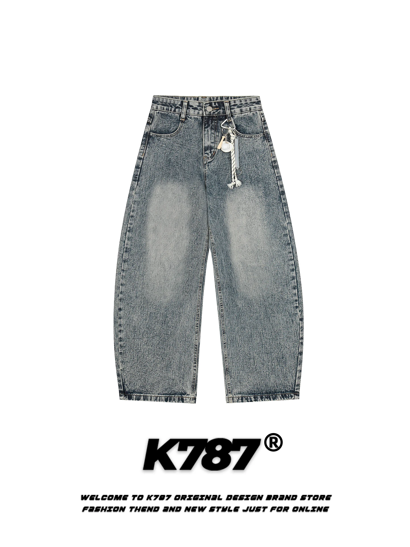 

High Waist Wide Leg Loose Fit Knife Denim Jeans American Retro Multi ket Men's Women's Casual Straight Leg Trousers