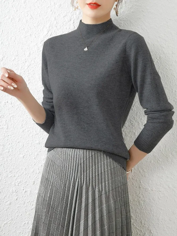 Autumn Winter Bottom Sweaters Women Fashion Chic Turtleneck Pullover Slim Long Sleeve Knitted Jumpers Soft Warm Pull Femme Top