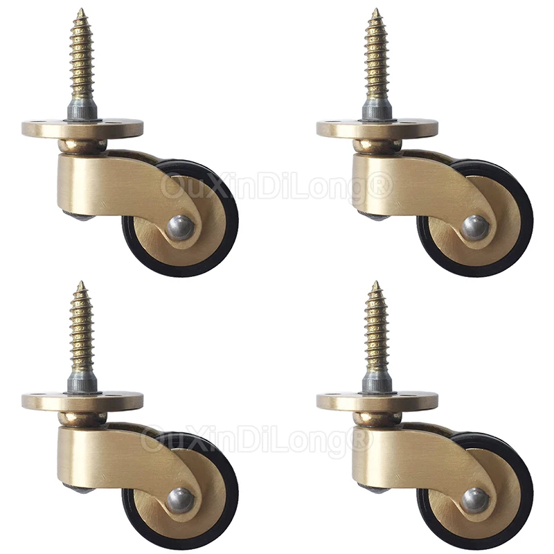 

4PCS 1" Brass Casters Stem Wheels Vintage Swivel Rubber Ring Roller for Furniture Castor Sofa Chair Cabinet Dresser Z-528