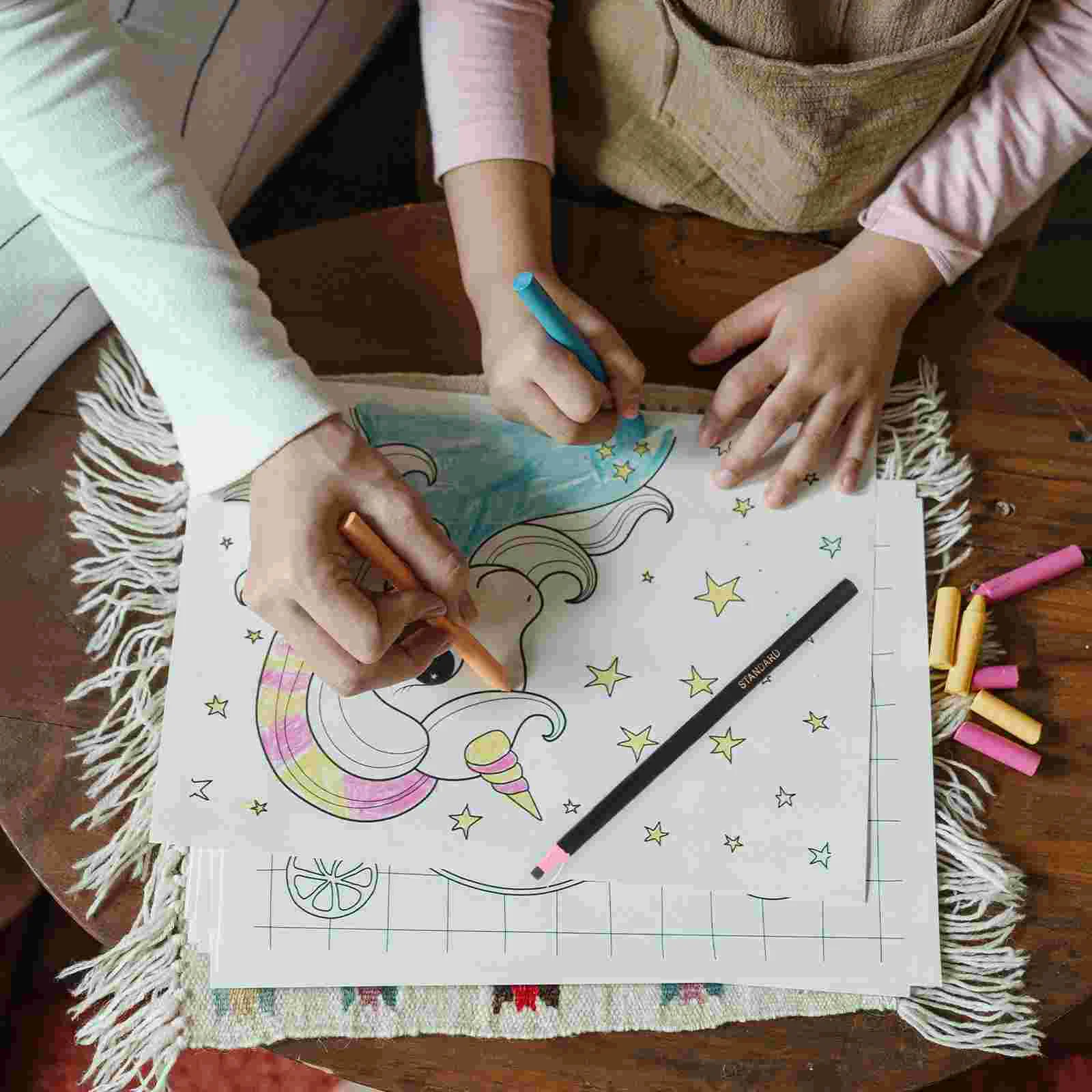 12 Pcs One Package of Colored Pencils Pull Crayons White Pens No Cutting Black Wax