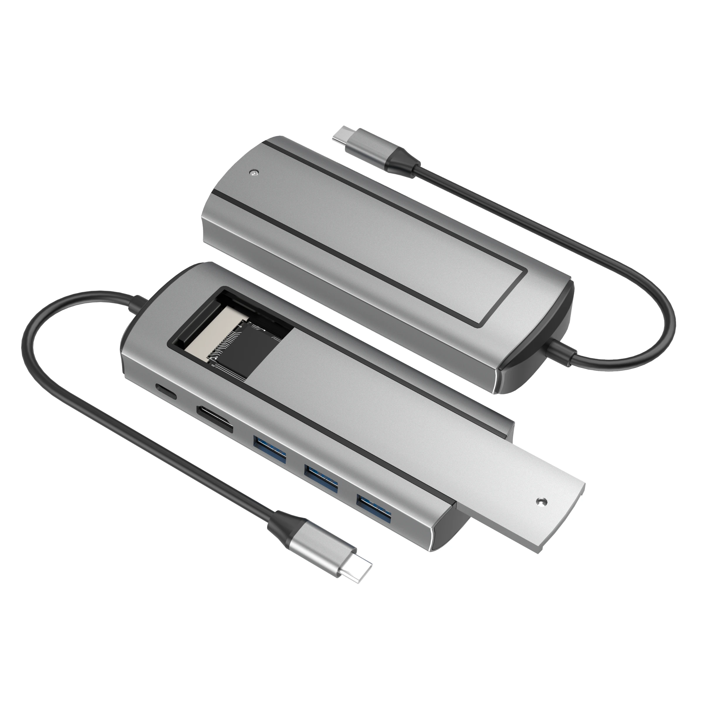 

Factory Direct Multi-Function Economics Aluminum Alloy SSD Hard Card USB Hub For Macbook Laptop