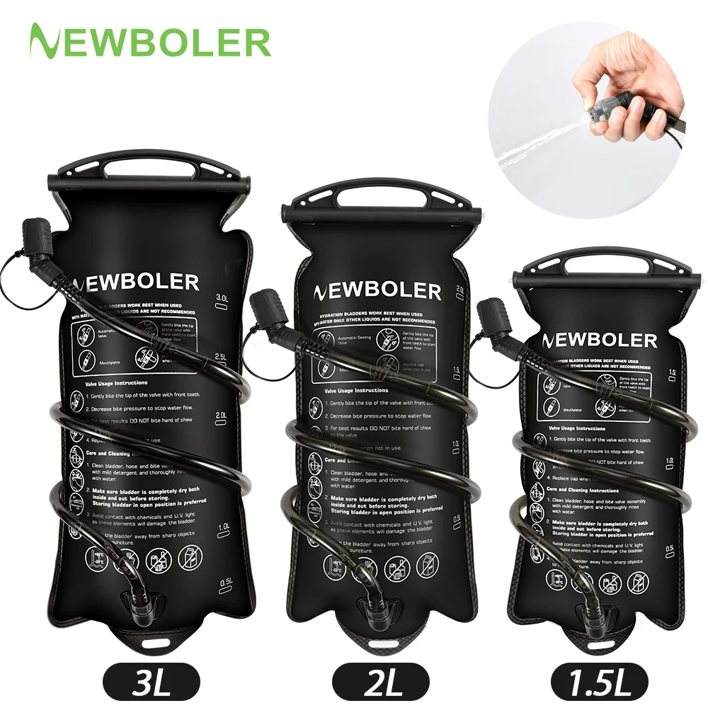 

NEWBOLER 1,5 л/2 л/3 л резервуар для гидратации водного пузыря без BPA PEVA сумка для хранения воды для кемпинга, езды на велосипеде, бега, пешего туризма