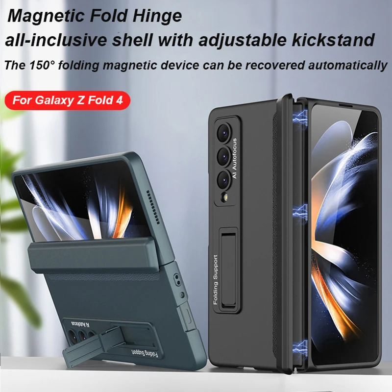 

Чехол для Samsung Galaxy Z Fold 4 Fold4 Ультратонкий матовый складной магнитный шарнир подставка противоударный защитный держатель жесткий чехол
