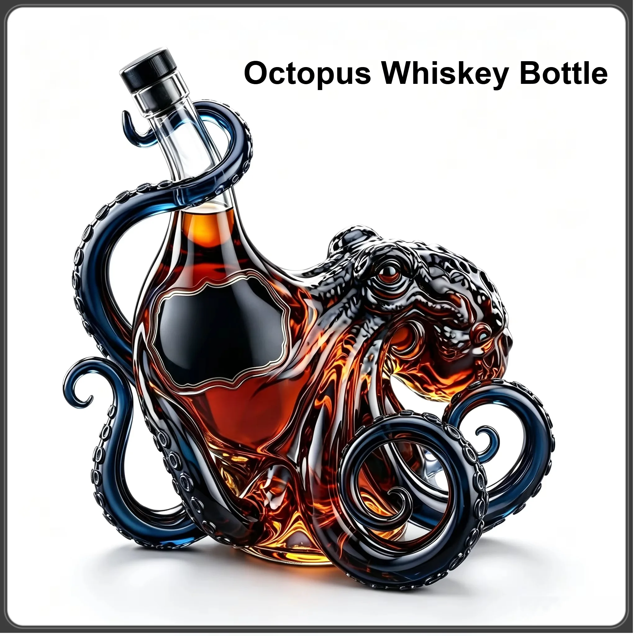 Octopus Wine Bottle,the Kraken Octopus Rum Bottle Print Bar Pub Man Cave Wine Lover Art Collection Decoration