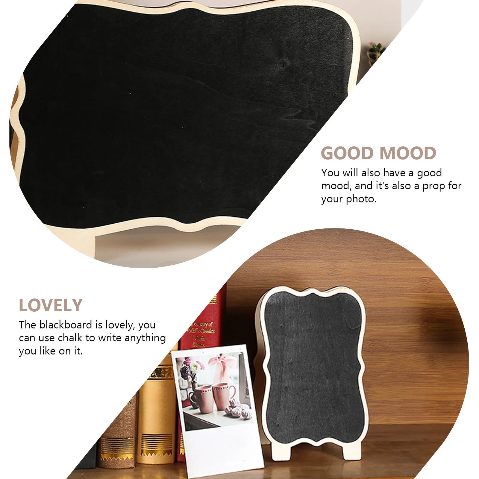 

2Pcs Double Sided Wooden Mini Blackboard Creative Message Board Memo Chalkboard Writing Note Board for Home Office Decoration