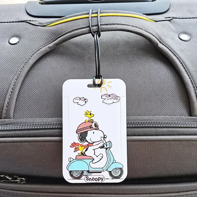 Kawaii Snoopy Portable Luggage Tag Cute Cartoon Identifier Label ID Name Travel Passport Card Baggage Board Tag for Kids Gifts