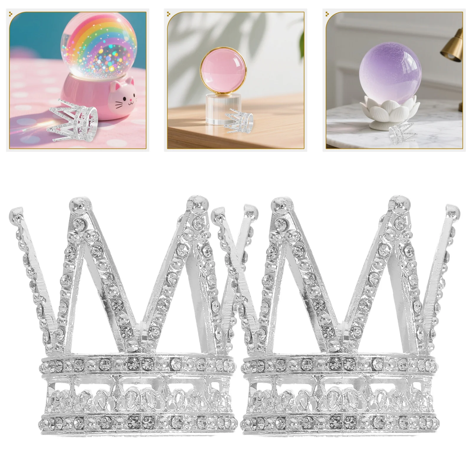 

6pcs Crystal Sphere Stand Elegant Alloy Display Base For Snow Globe Sturdy Metal Holder With Stable Base Rhinestone