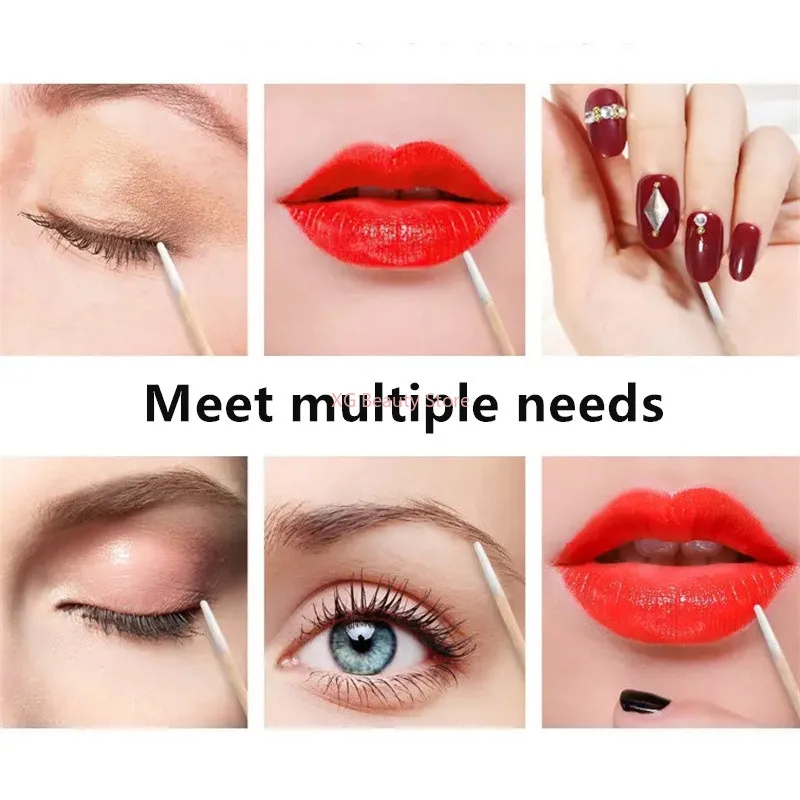 100/200/500PCS Pink Double Head Nails Wood Cotton Swab Clean Sticks Bud Tip Manicure Detail Corrector Nail Polish Remover Tool