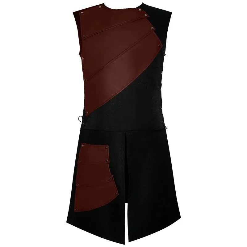 할로윈 코스프레 의상 빈티지 중세 남성 빅토리아 시대 스팀펑크 남성용 사이드 레이스업 기사 바이킹 해적 갑옷 세트