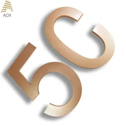 8inch Golden Floating House Numbers for Outside, 20cm Large Address Plate Home Numbers Deco with Nail Kits 0-9 ABCD