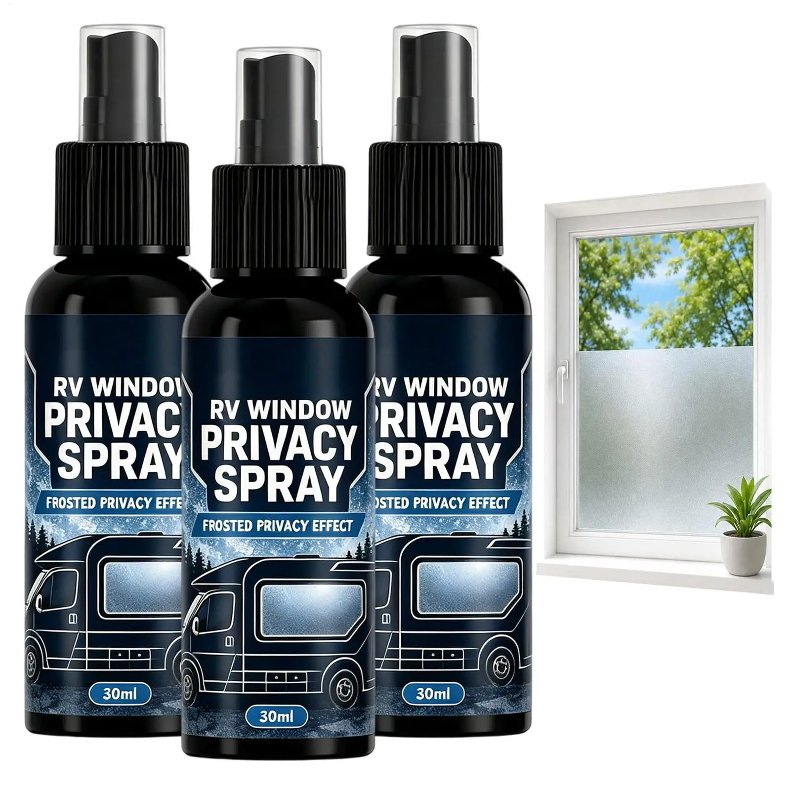 Glass Frosting Spray 3 Pieces 30ml Anti-Glare Translucent Privacy Agent Frosted Glass Spray Paint for Mirror Vehicle Door Shower