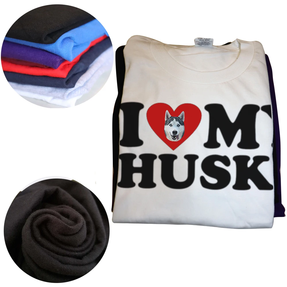 Lustige „I Love My Husky“-T-Shirts im Sommerstil, grafische Baumwolle, Streetwear, kurzärmelig, Sibirischer Husky-Hund, Geschenke, T-Shirt für Herren – Detail 4