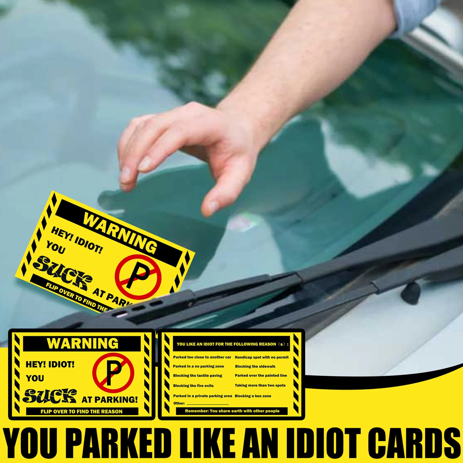 10/20/50Pcs Bad Parking Cards You Parked Like An Idiot Cards Bad Parking Cards Funny Parking Violation Cards