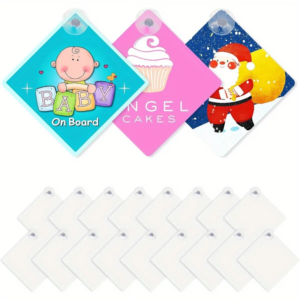 

20pcs 5.5"x5.5" Sublimation Suction Cup Car Window Signs - Aluminum Blanks for Heat Press, DIY Safety Warning Crafts