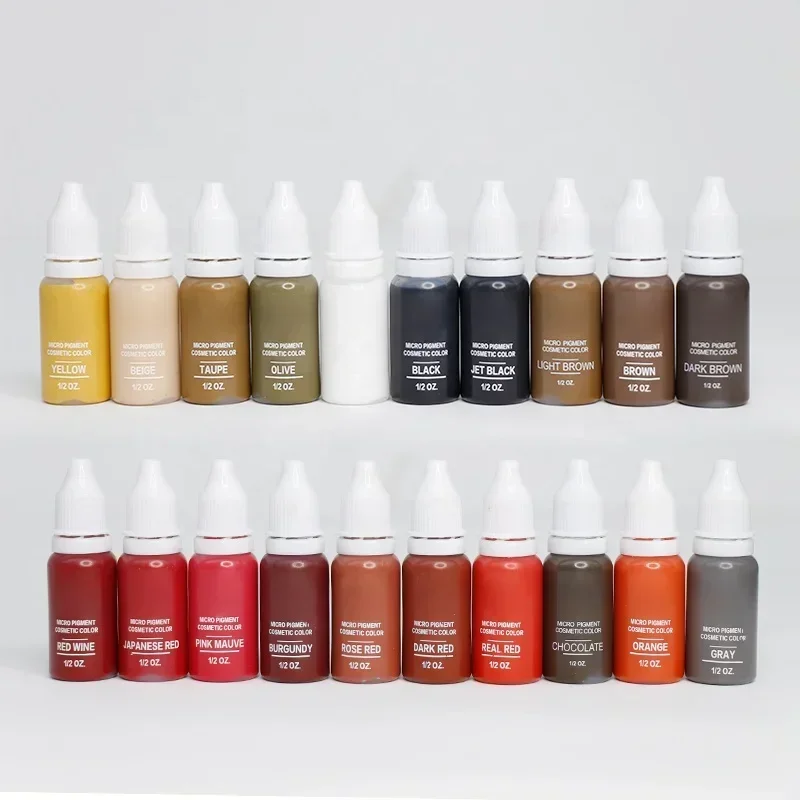 Tattoo Pigment 24 Colors Permanent Tattoo Inks 15ml/Bottle Professional Tattoo Supplies for 3D Makeup Beauty Skin Body Art