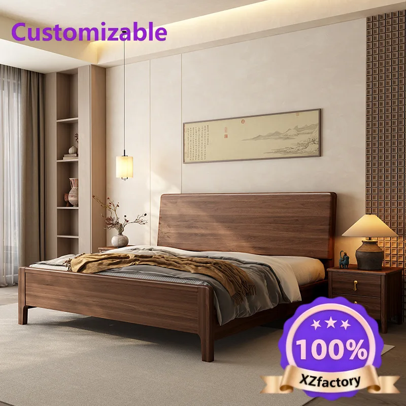 Factory Direct 2026 Top RatedCama de madera maciza dormitorio principal estilo nórdico moderno simple cama doble de 1,8 metros