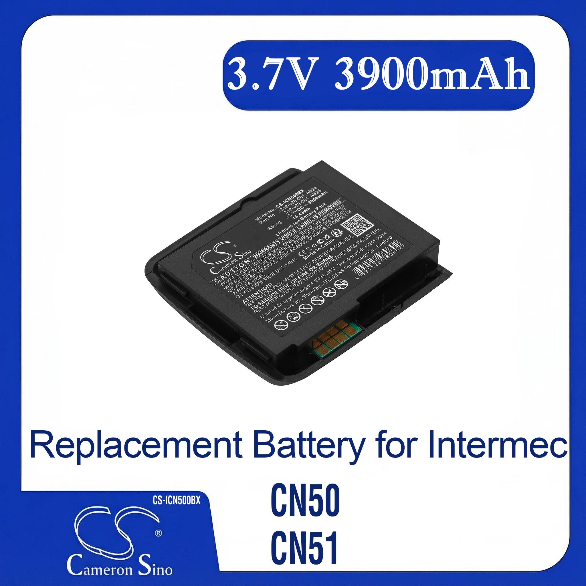 

Cameron Sino Replacement Battery for Intermec CS-ICN500BX, Fits P/N CN50, CN51