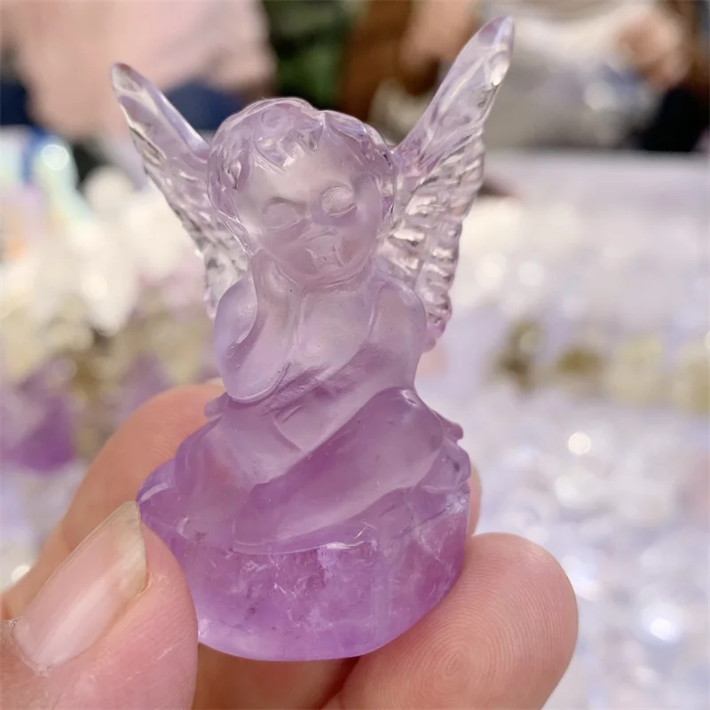 

5.5cm Natural Crystal Angel Figurine Dream Amethyst Mineral Healing Stone Gem Craft Gift Home Decor Ornaments 1pcs