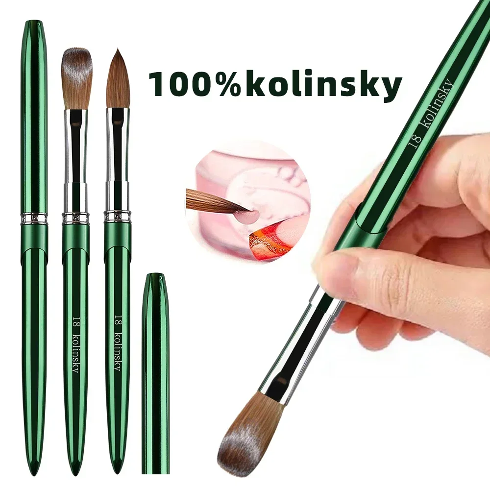 

Новая высококачественная кисть для акриловых ногтей из 100% натурального ворса колинского, металлическая, размеры 2-18, инструмент для маникюра.
