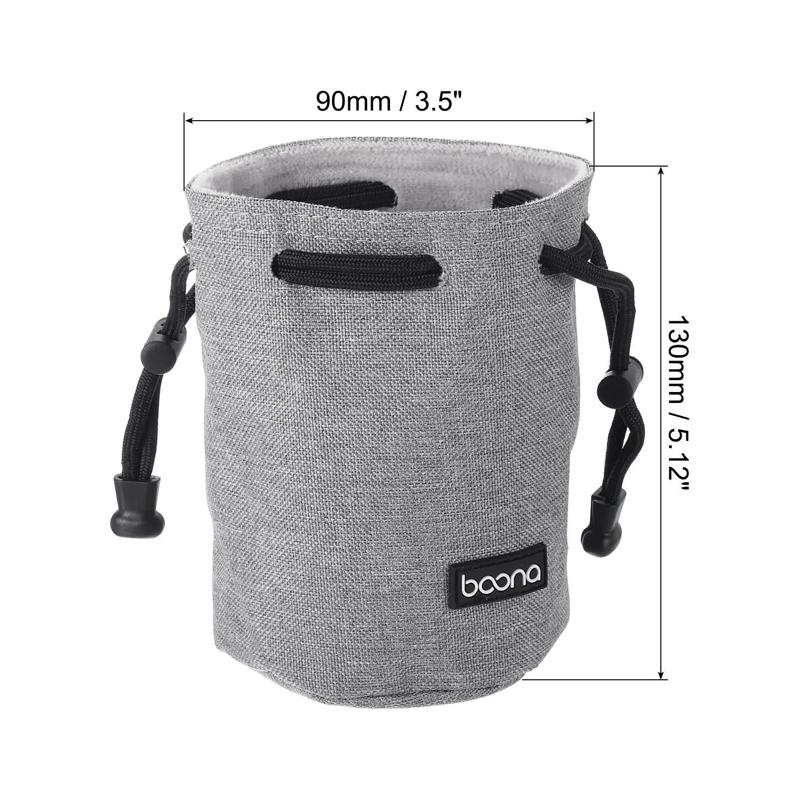 Soft Drawstring Camera Lens Pouch Bag with Cotton Pad 90-120mm OD Thick Fleece Cloth Camera Lens Bag Case for SLR Lens Water Cup