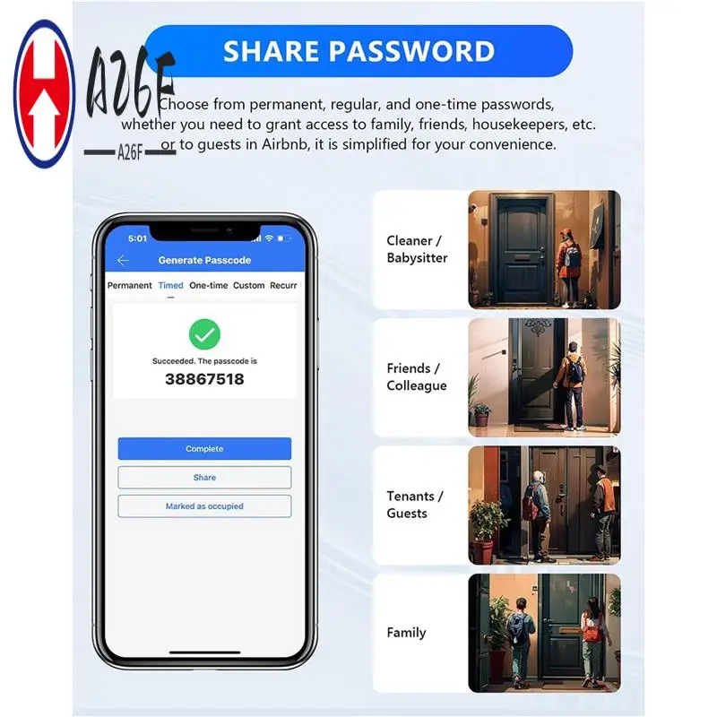 A26F-Smartlock Box، Key Lock Box Wireless Smart Key Lock Box تطبيق اقفال الصناديق الإلكترونية، وكيل العقارات والمكتب والمستودع المنزلي