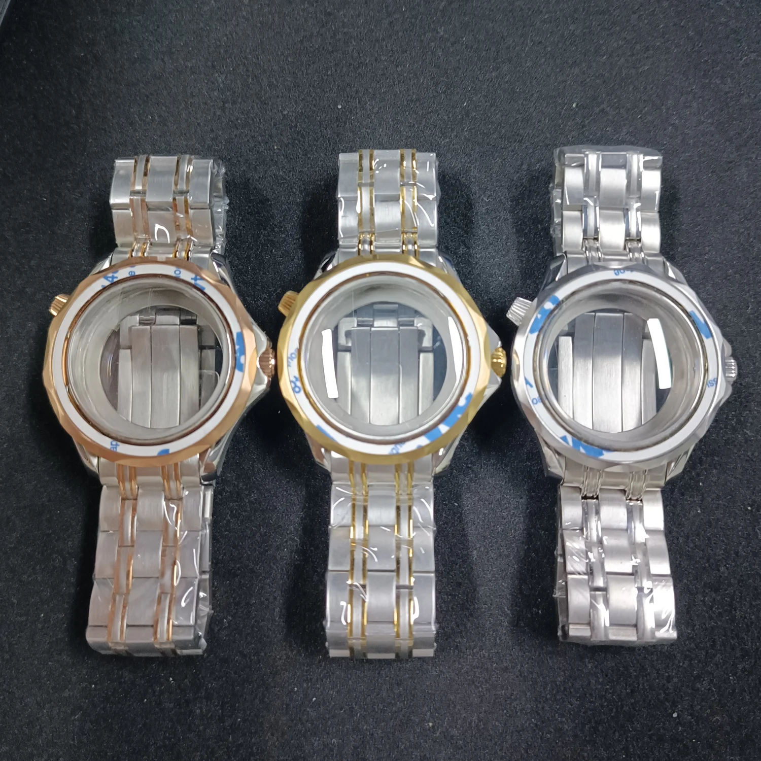 SUB GMT Rotatable Bezel 40mm Watch Case Fit NH34 / 35 NH36 NH38 Movement Stainless Steel Sapphire Glass Waterproof Watch Box