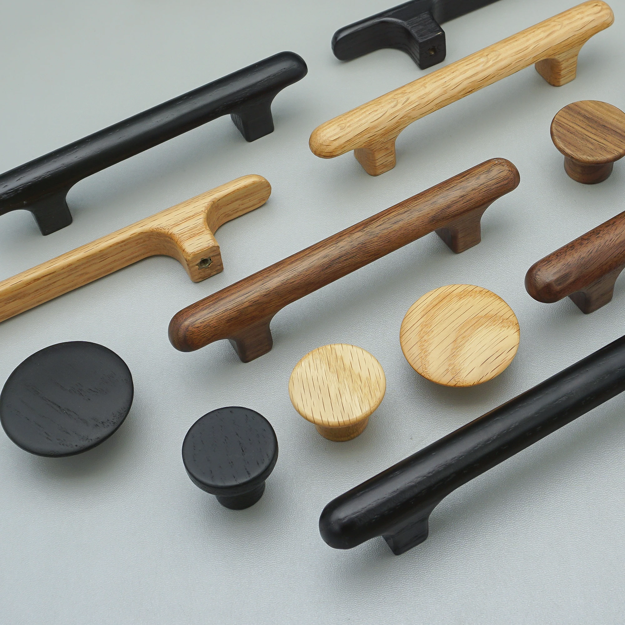 Solid Wood Cabinet Handles Modern Drawer Knobs Black Wardrobe Pulls Walnut Oak Cupboard Door Handle Furniture Hardware 320mm