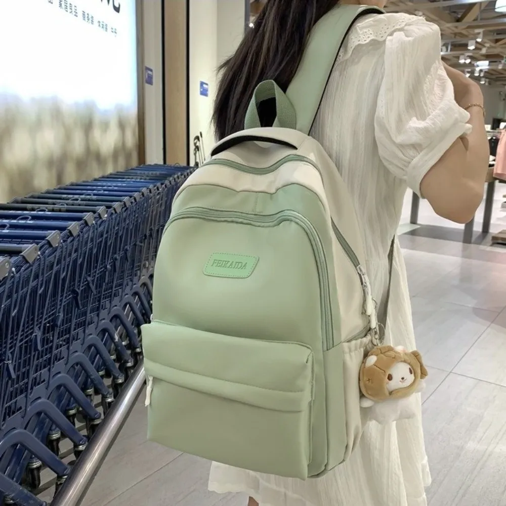 Simple Nylon Backpack Breathable Large Capacity School Bag Multifunction School Rucksack Girls