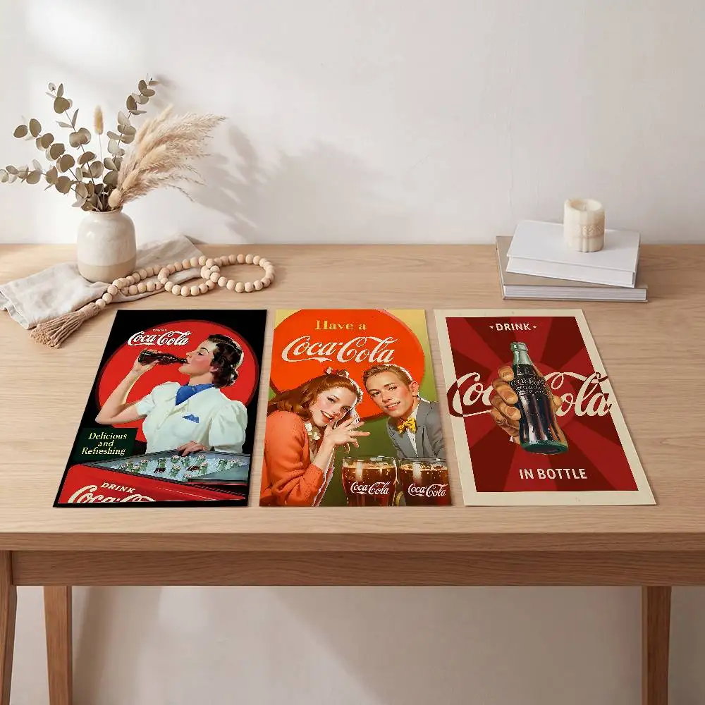 Classic Vintage C-Coca C-cola Classic Vintage Poster Self-adhesive Art Waterproof Paper Sticker Coffee House Bar Room Wall Decor