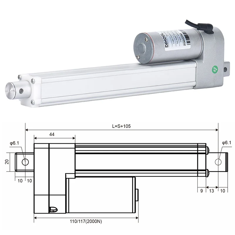 250mm Hub Linear Antrieb Kit Fernbedienung Schalter Halter Low Noise DC 12V 24V Motor Fmax 2000N vmax 40 MM/S Wasserdicht